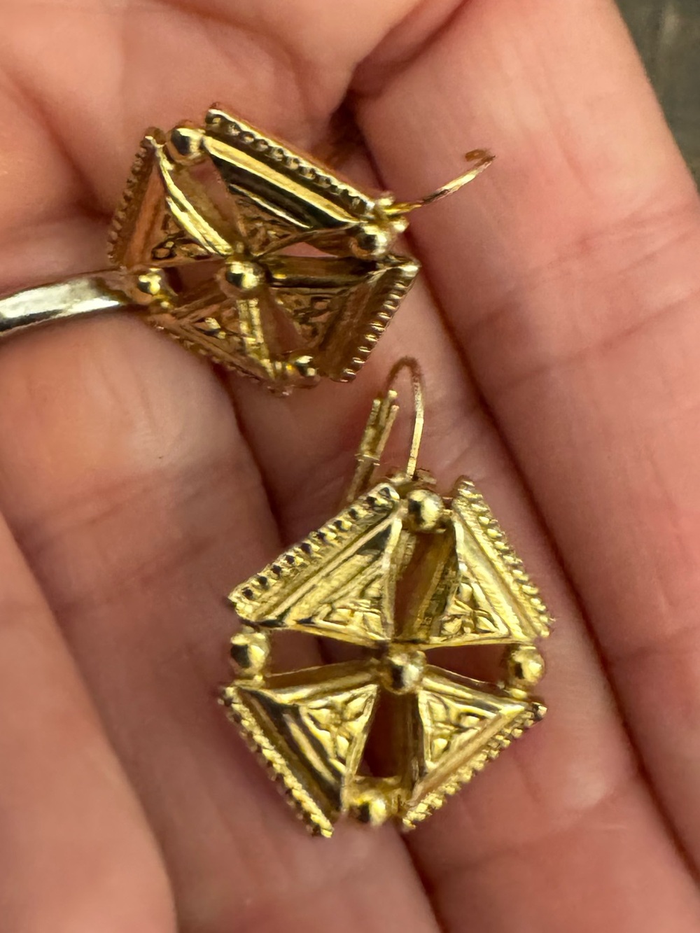 Gold-Tone Filigree Drop Earrings - Unbranded